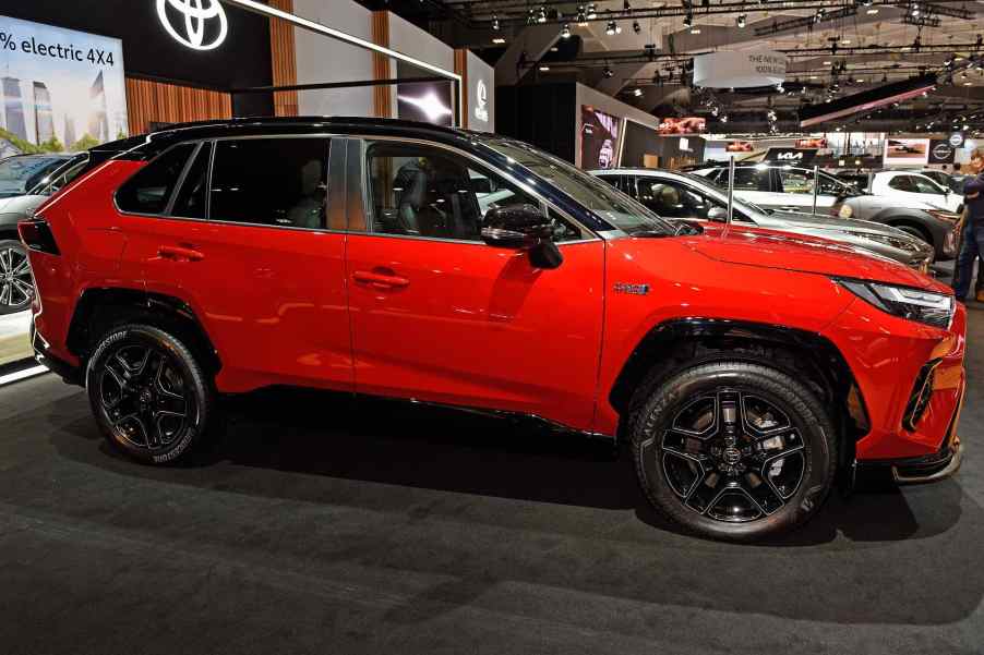 Red 2023 Toyota RAV4 on display. The Subaru Forester is a good 2023 Toyota RAV4 alternative