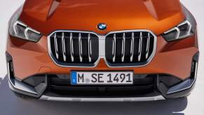 An orange BMW X1 grille.