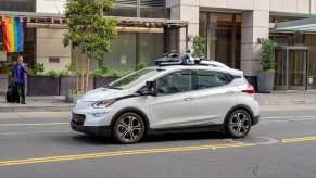 A Cruise Car drives on the streets of San Francisco.