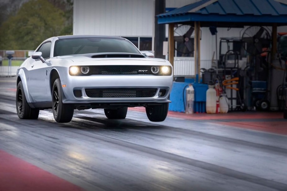 The new 2023 Dodge Challenger Demon 170 does a wheelie. 