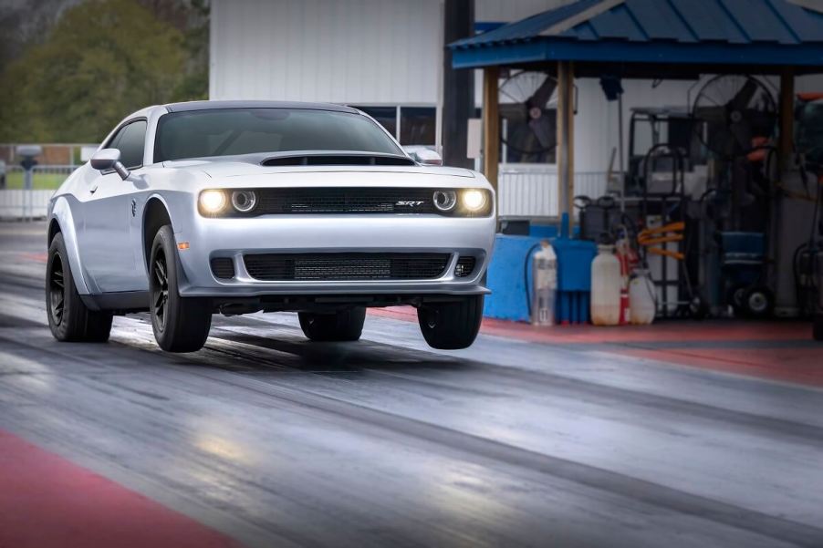 The new 2023 Dodge Challenger Demon 170 does a wheelie.