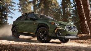 Front angle view of redesigned 2024 Subaru Crosstrek, the cheapest new Subaru SUV