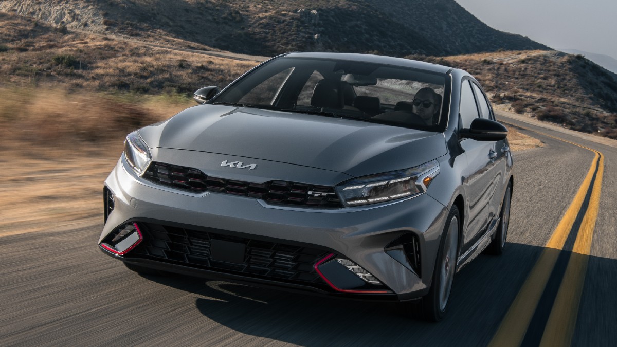 Front view of gray 2023 Kia Forte