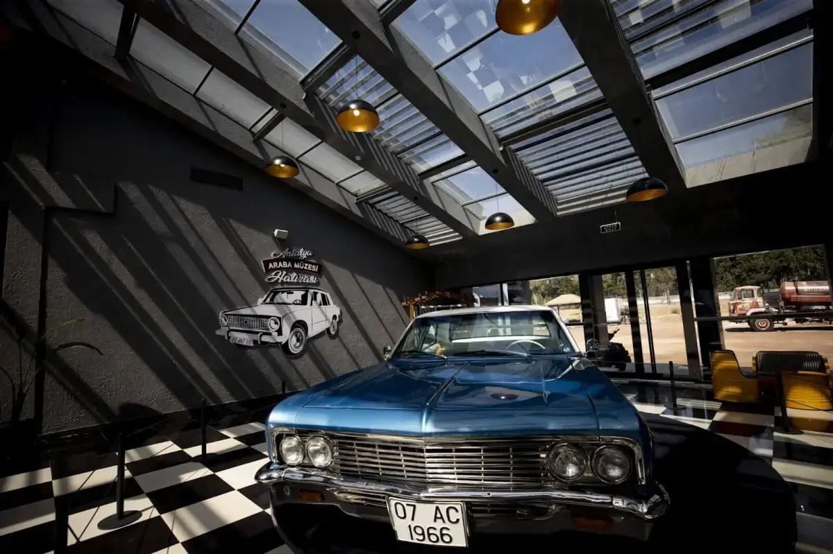 A muscle car stored in a garage