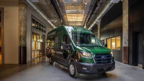 A head-on view of the new Grounded G1 electric camper conversion van.