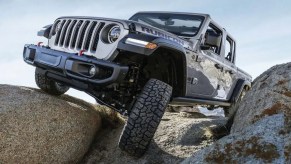 A 2023 Jeep Gladiator Rubicon shows its off-road prowess as a midsize truck.