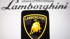 A yellow and black Lamborghini logo.