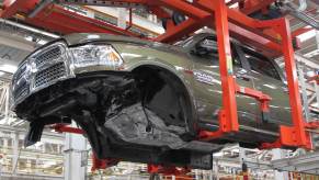 A Ram truck and engine being assembled in the Saltillo, Mexico plant.