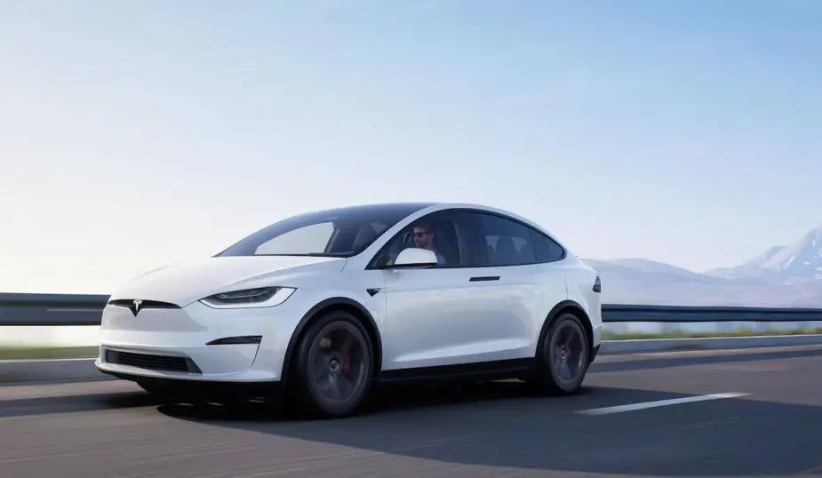 White Tesla Model X on highway