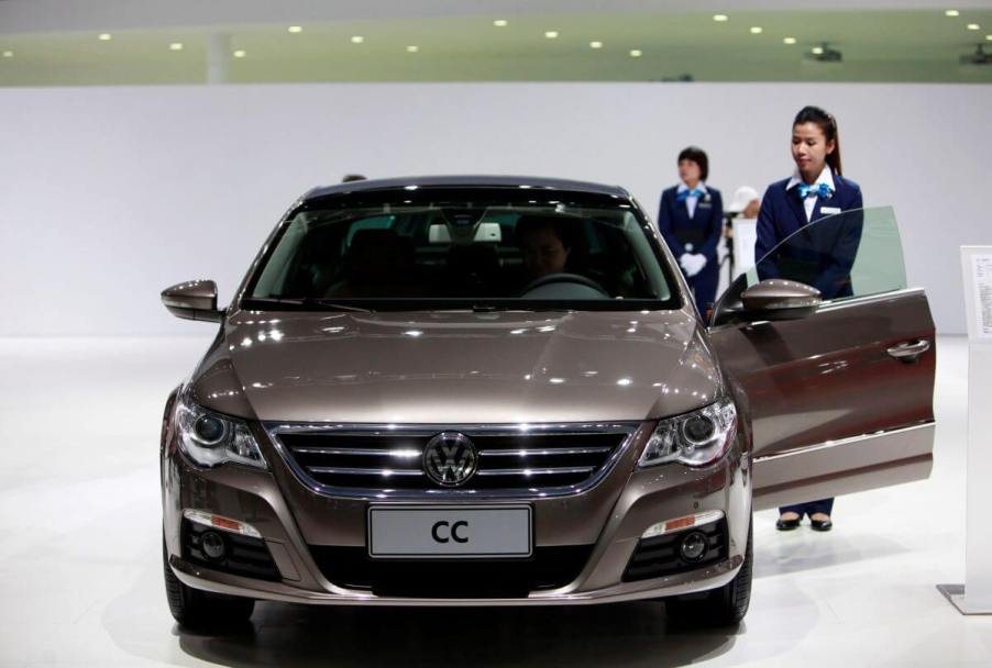 A Volkswagen AG Passat CC model on display for the China (Guangzhou) International Automobile Exhibition