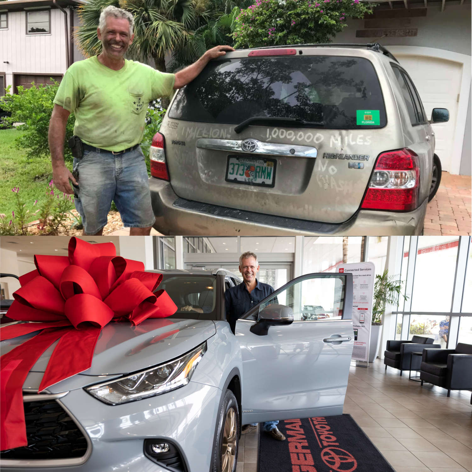 Mark Miller with his million-mile Toyota Highlander and its replacement