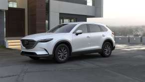 This 2023 CX-9 in white is one of the safest Mazda SUVs according to the IIHS