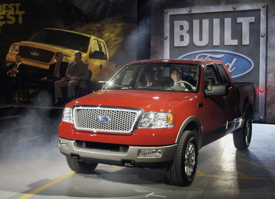 The first 2004 Ford F-150 rolling off the assembly line