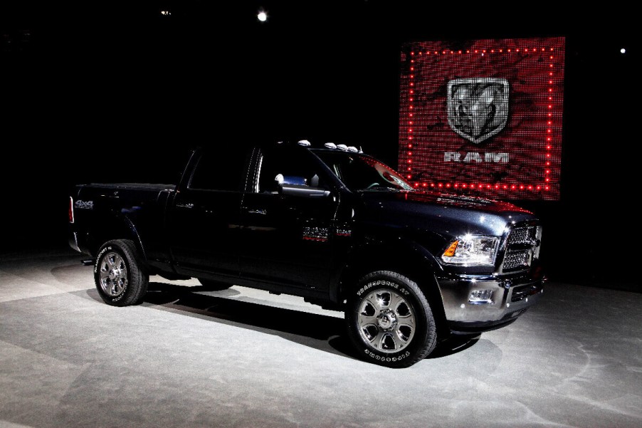 A 2018 Ram 2500 heavy-duty truck is on display.