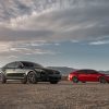 A set of 2022 Kia Stinger models pose in the desert.