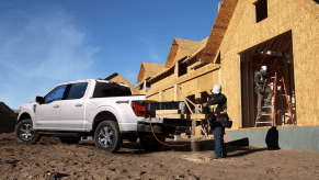 a 2023 Ford F-150 PowerBoost using the onboard generator showing its claim as the best pickup truck.