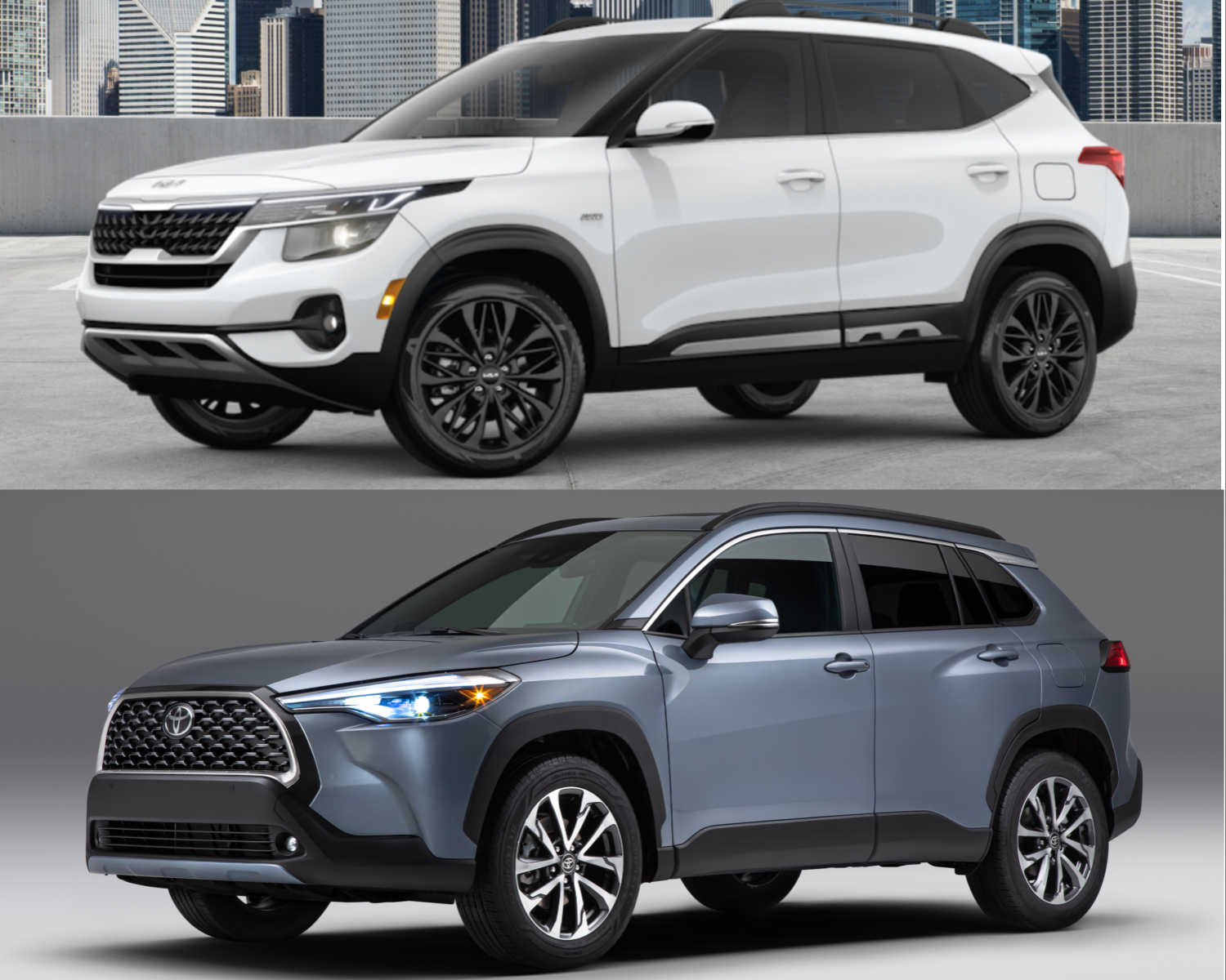 The 2023 Kia Seltos and the 2023 Toyota Corolla Cross