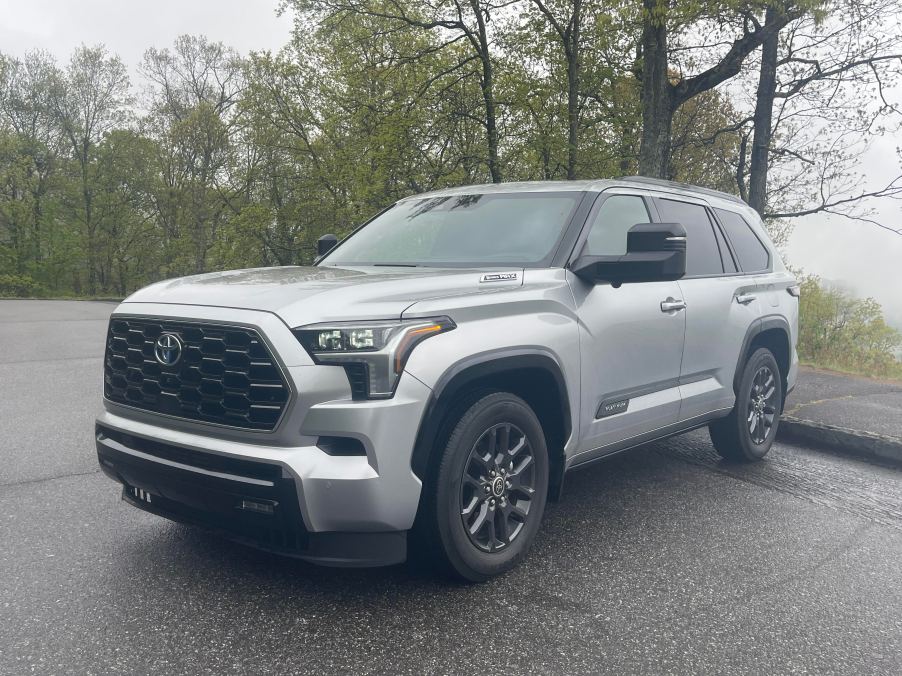 The 2023 Toyota Sequoia on a rainy day