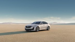 2023 Cadillac CT5 in white in a desert