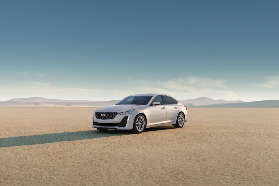 2023 Cadillac CT5 in white in a desert