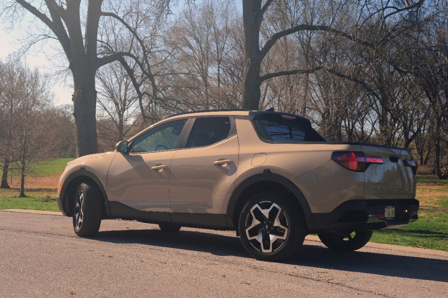 A 2023 Hyundai Santa Cruz is posed as a small truck.