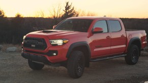 A 2023 Toyota Tacoma TRD Pro sits at sunset.