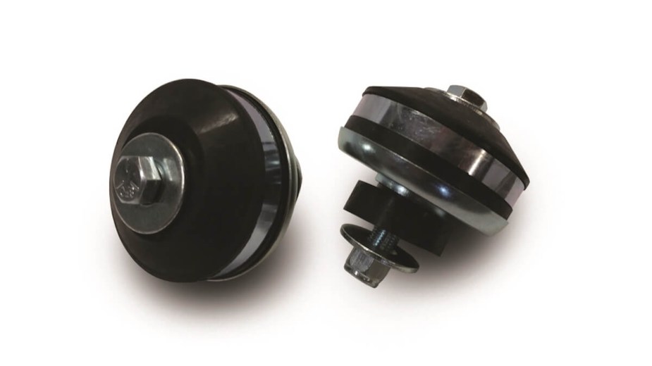 Two black rubber biscuit-style motor mounts.