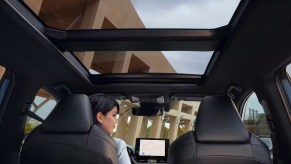 Cabin in 2021 Toyota RAV4, highlighting class action lawsuit for panoramic sunroof that explodes and rains glass