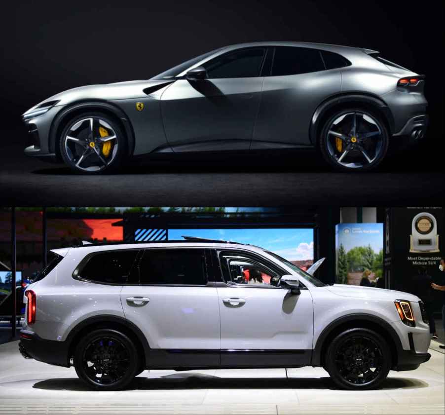 The Ferrari SUV (or 2024 Ferrari Purosangue) and the 2023 Kia Telluride