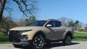 A front view of Hyundai's compact pickup, the 2023 Santa Cruz.