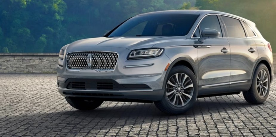 A gray 2023 Lincoln Nautilus midsize luxury SUV is parked. 