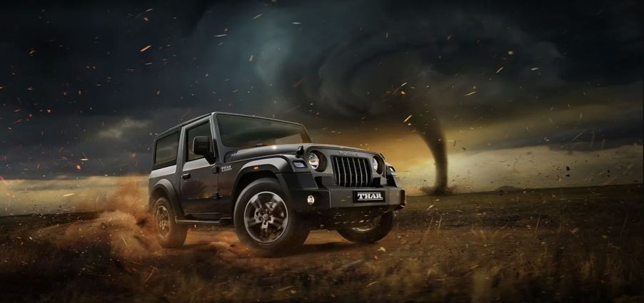 The Mahindra Thar off-roading by a tornado