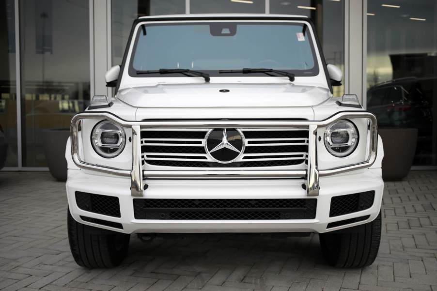 Front view of a Mercedes-Benz G-Class SUV.