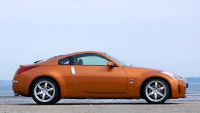 A side view of the Nissan 350Z in orange