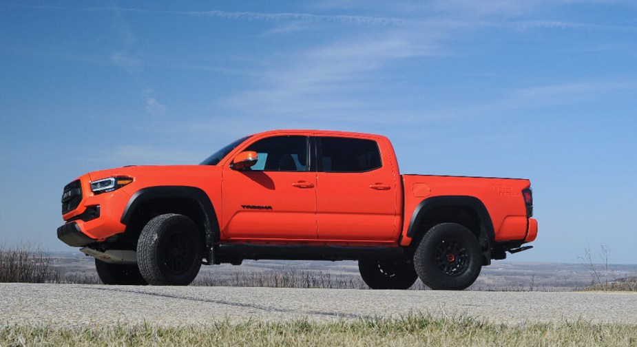 A 2023 Toyota Tacoma TRD Pro sits near the Flint Hills.