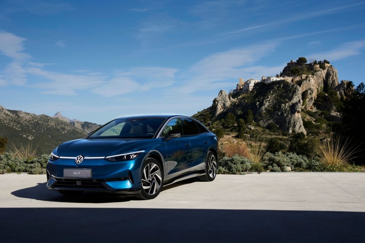 The Volkswagen ID.7 EV on display.