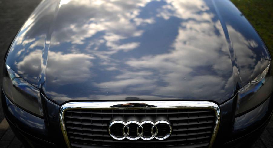 Clouds are reflected on a hood of an Audi A3