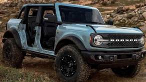 A blue 2023 Ford Bronco off-road