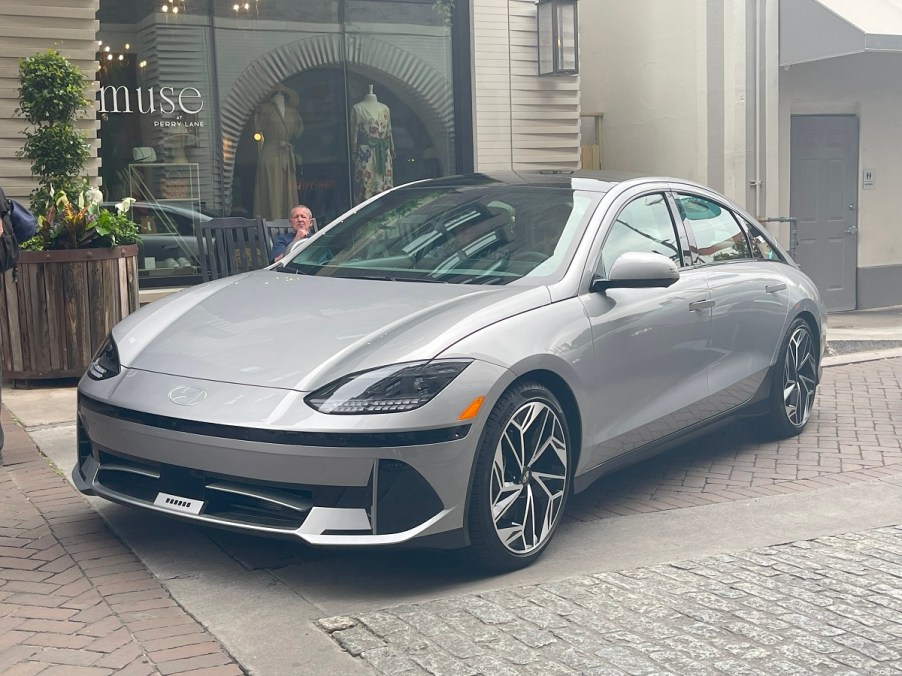 The 2023 Hyundai Ioniq 6 parked on a city street