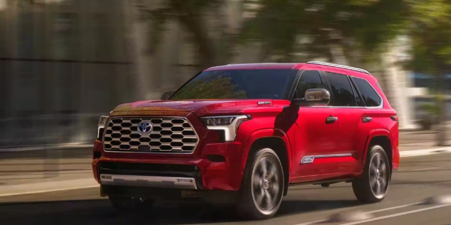 A 2023 Toyota Sequoia driving down the road.