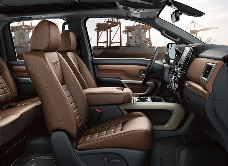 The 2023 Nissan Titan interior from the side