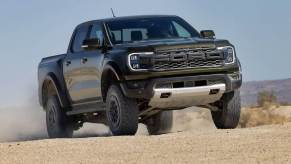 The 2024 Ford Ranger Raptor off-roading in sand