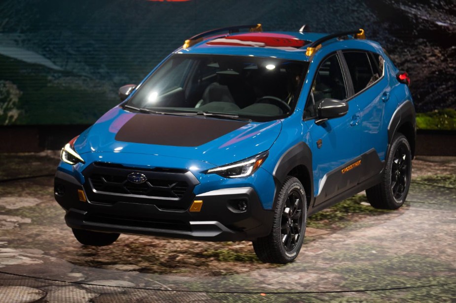 a blue 2024 Subaru Crosstrek. One of the best small SUVs