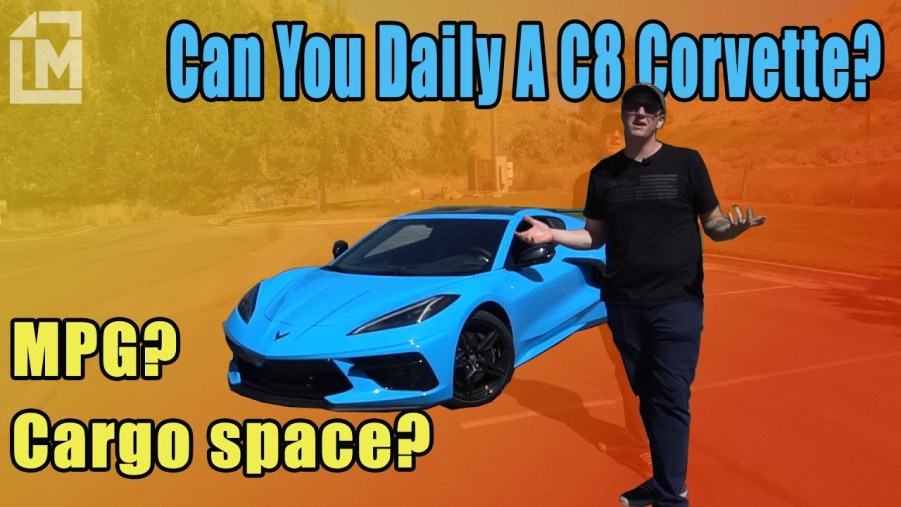 Braden Carlson standing with a 2022 Chevrolet C8 Corvette