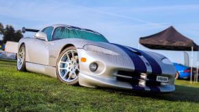 A Dodge Viper sports car model on display at the Petrolheadonism Live car show in Knebworth, U.K.