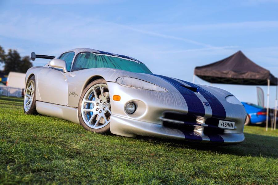 A Dodge Viper sports car model on display at the Petrolheadonism Live car show in Knebworth, U.K.