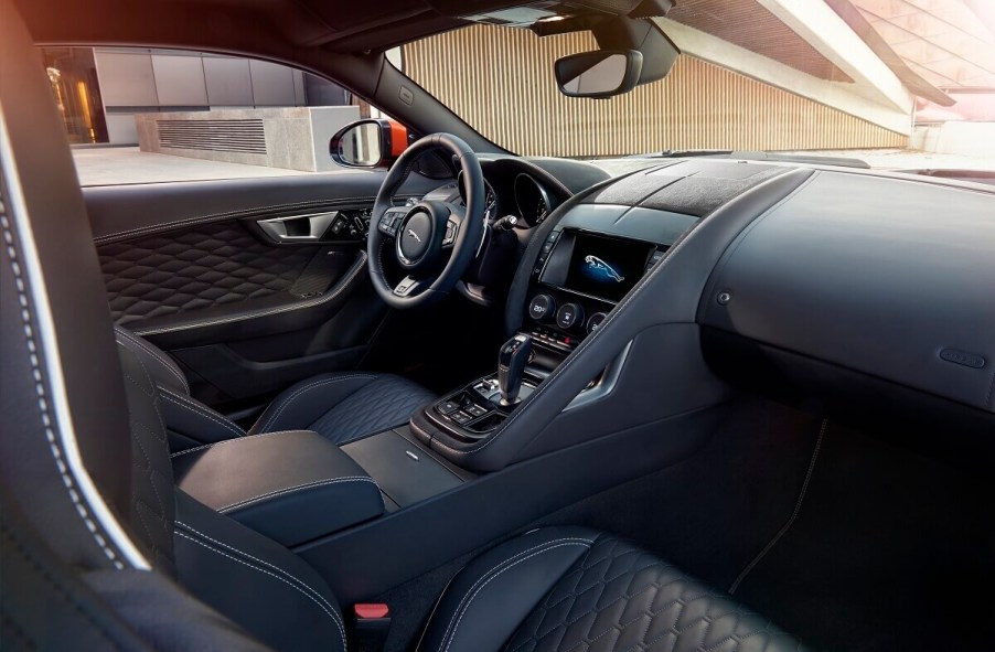 The F-TYPE R, the Jaguar luxury car brand's premier sports car, shows off its interior.