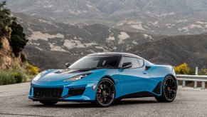 Lotus Evora sports car in blue