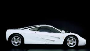 A white McLaren F1 shot from the side