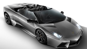 an all-gray Lamborghini Reventon Roadster